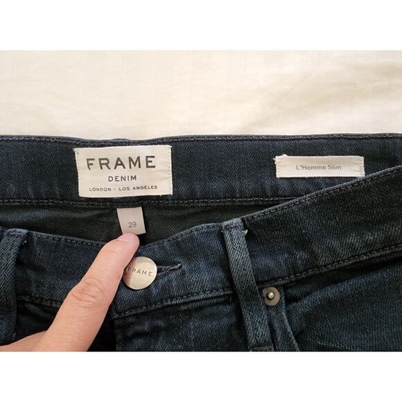 Men's FRAME L'Homme slim fit jeans in dark blue wash size 29 - Picture 8 of 9
